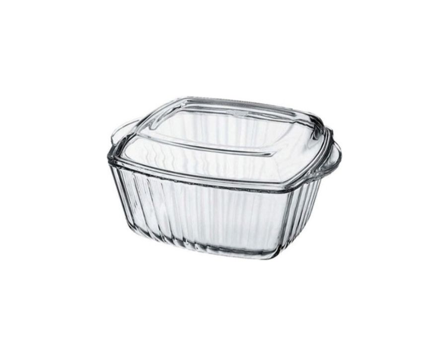 BORCAM 59039 Glas Auflaufform Topf mit Deckel 1,2 Liter