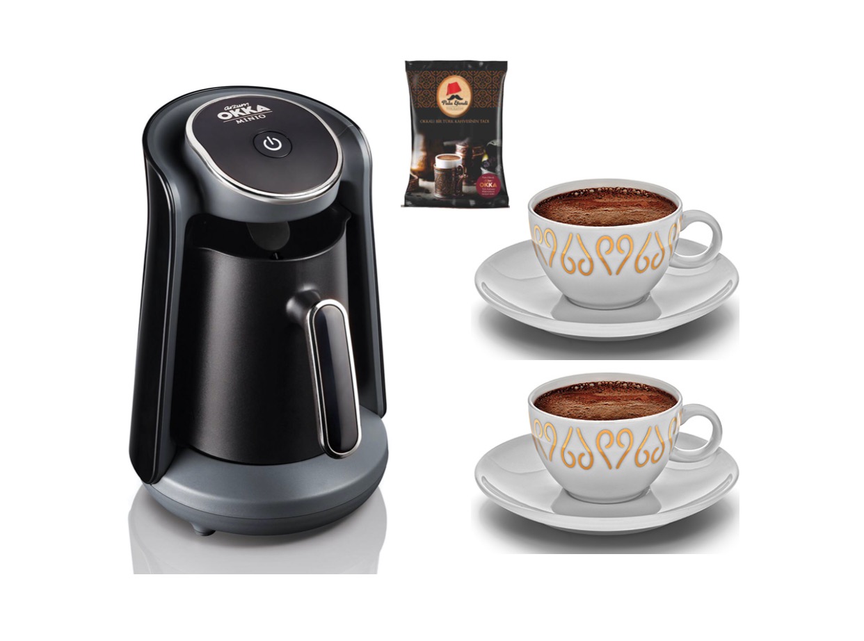 Arzum Okka MINIO KROM AKTIONSPAKET Kaffeemaschine mit Tassen