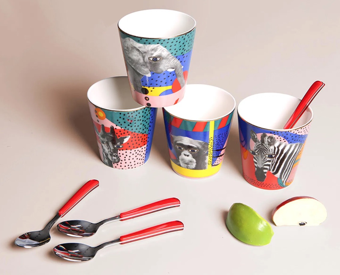 Porland WILD LIFE Design Kaffeebecher 320 ml MIX-Set 4-teilig