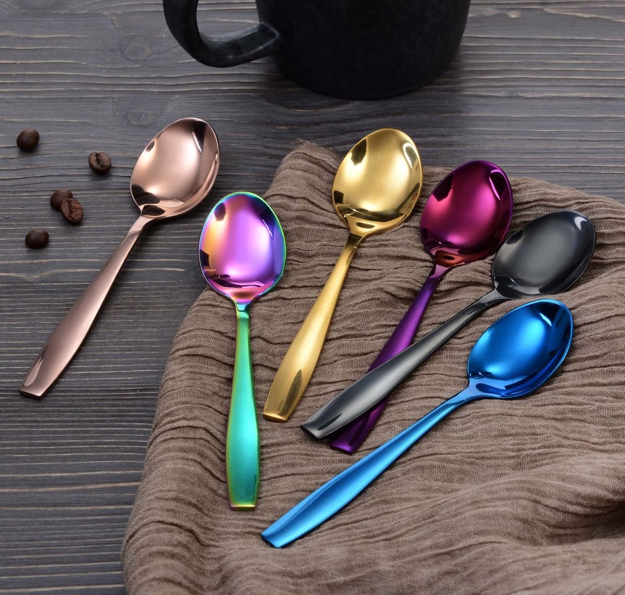 Gräwe Kaffeelöffel Königstein BUNT 13,5 cm Edelstahl 6 Stück