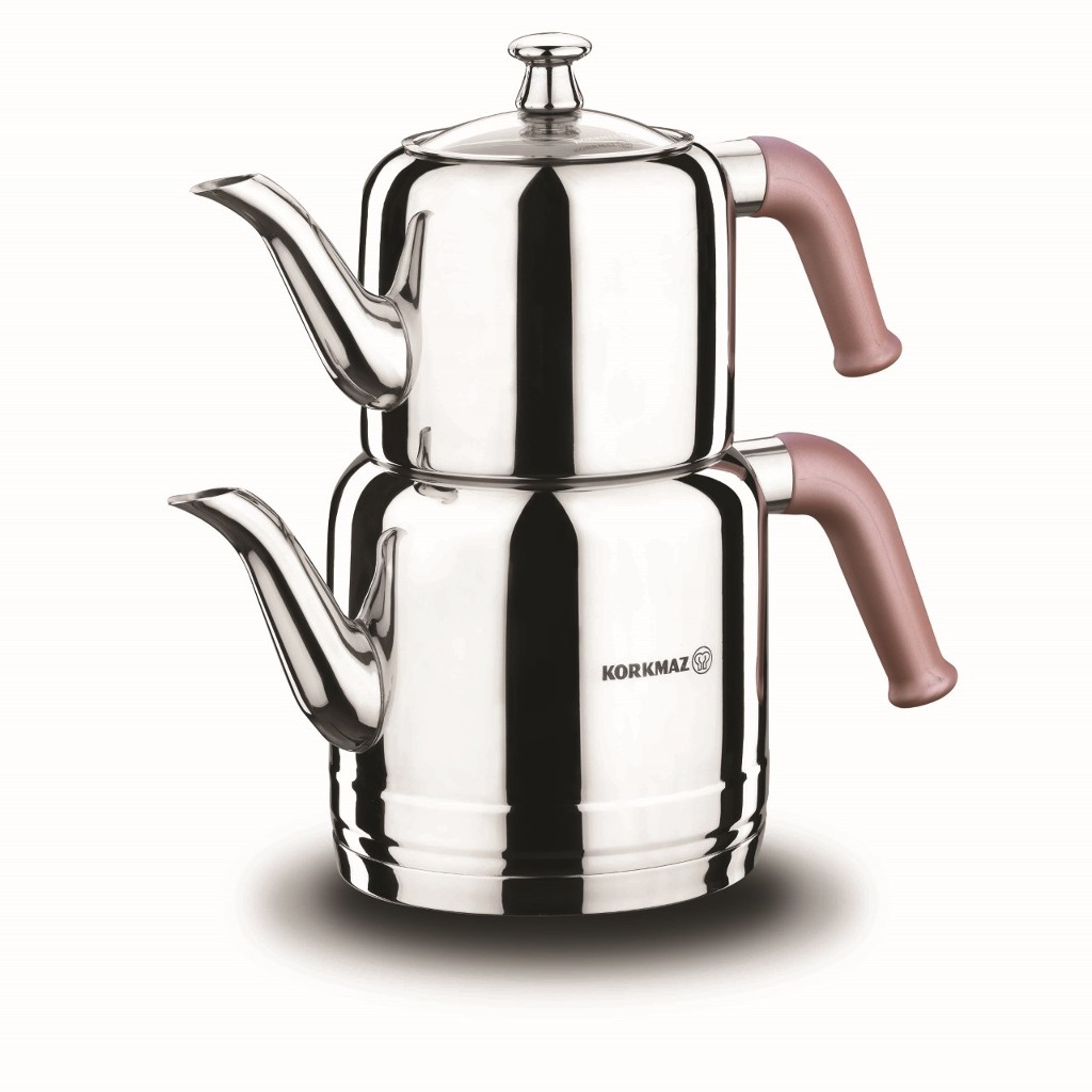Korkmaz Teekanne RIVA A189-01 ROSA Silber auch Induktion