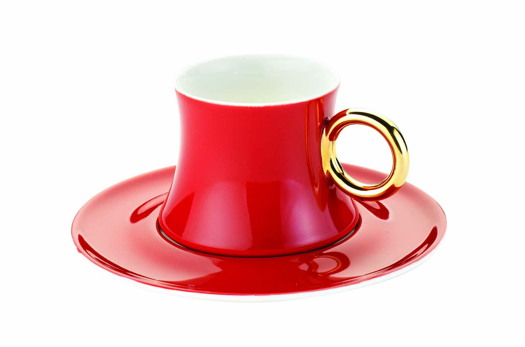 Korkmaz Türkische Kaffeetassen Rot-Gold 5 Personen Set