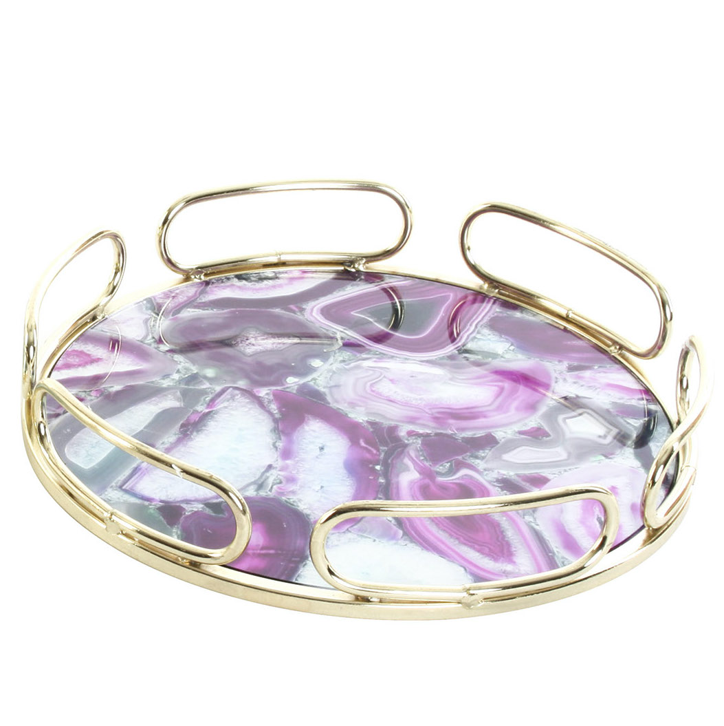 Serviertablett GEODA Rund 28cm ROSA GOLD