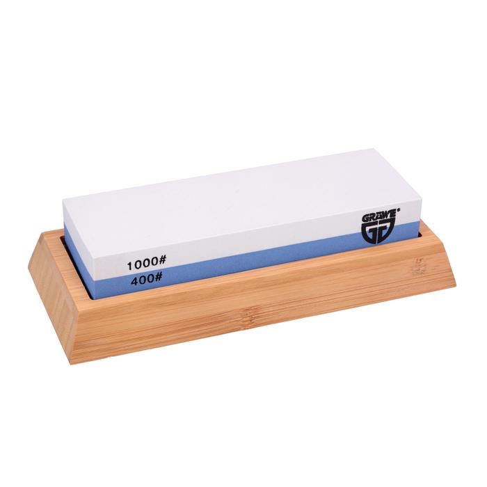 Wetzstein Körnung 400/1000 mit Bambus-Halter
