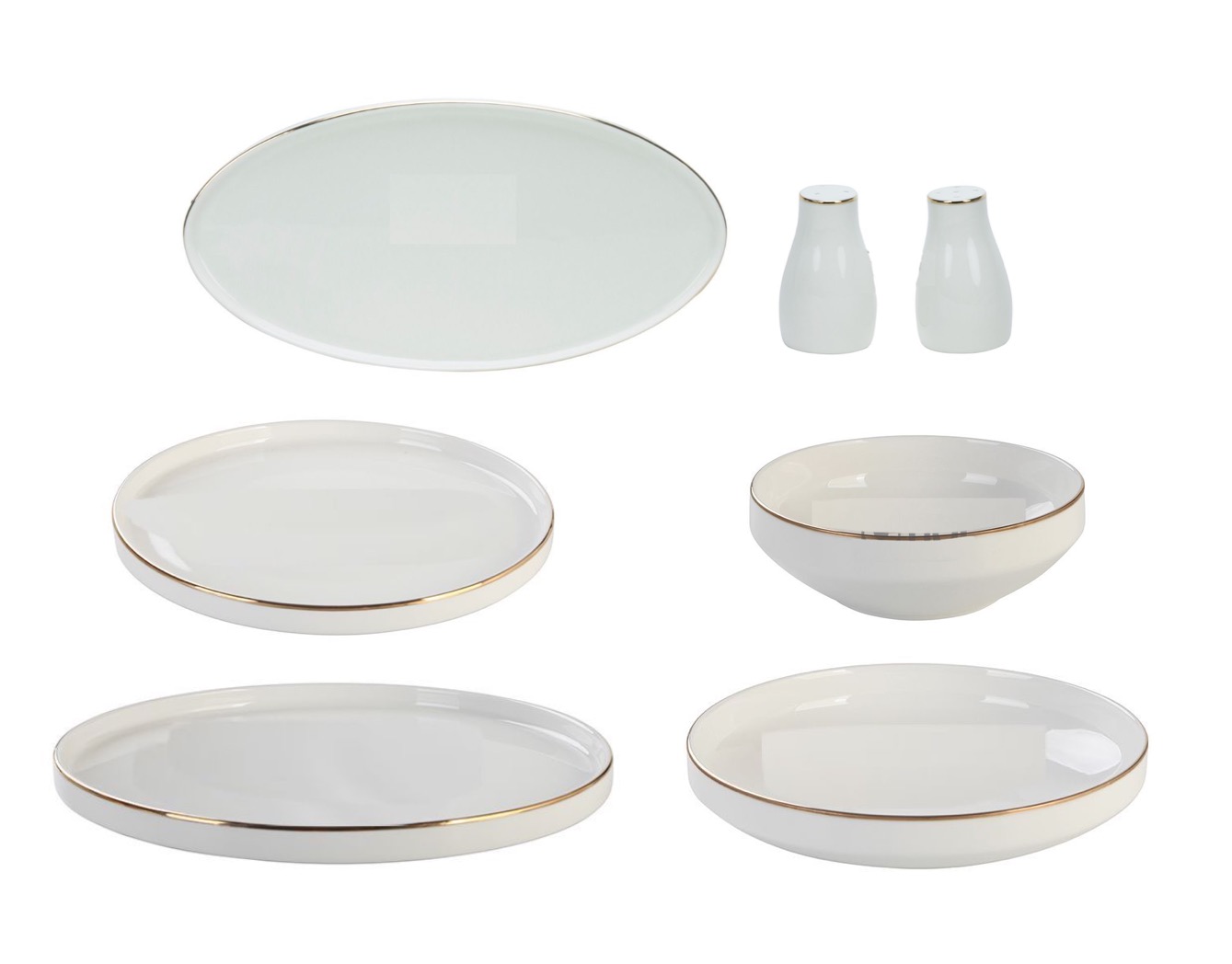 Premium Tafelservice LUNEL 27-teilig Weiß-GOLD