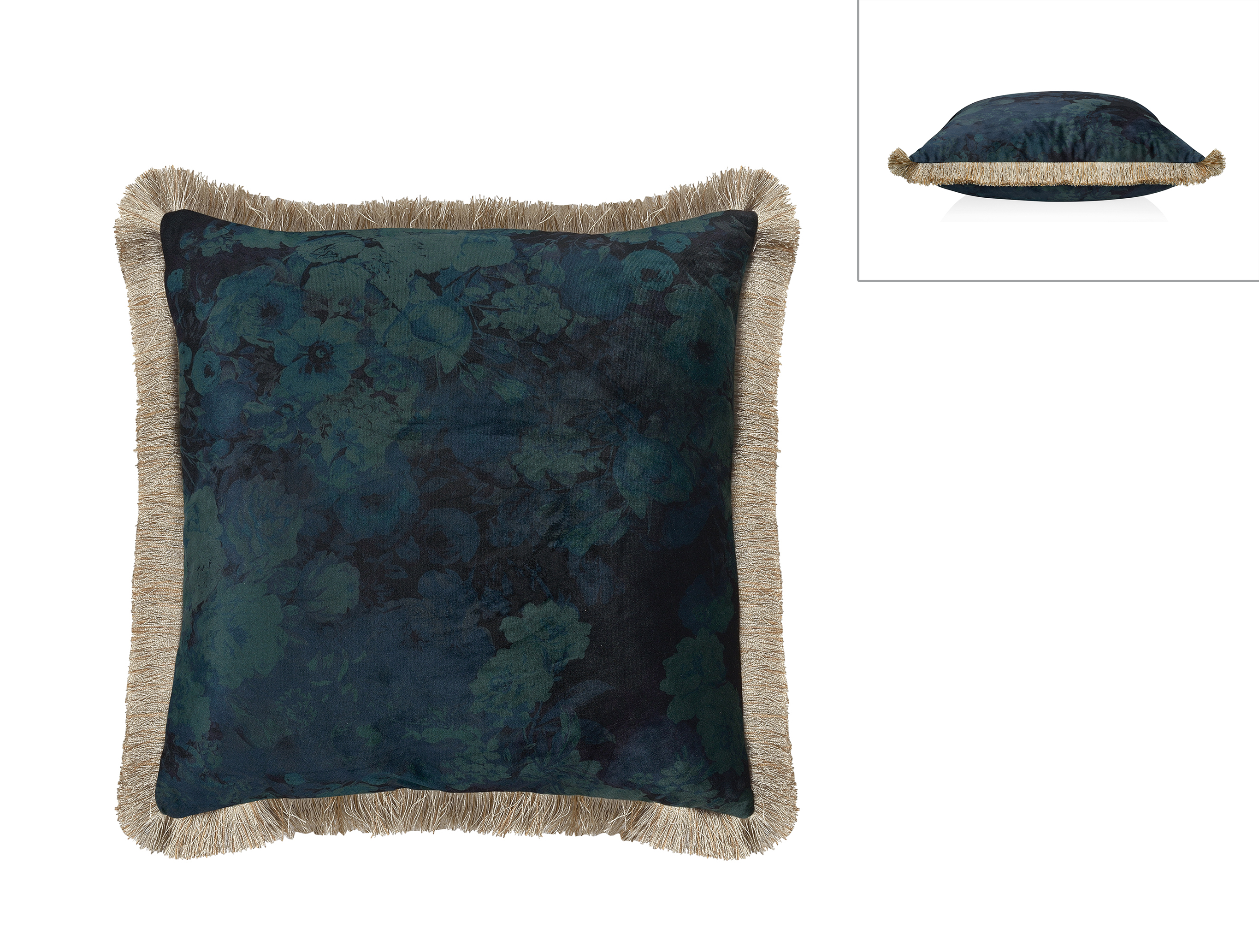 Dekokissen FLORAL VELVET Grün Gold 45x45cm