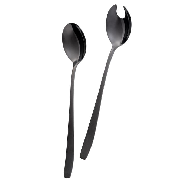 Elegantes Salatbesteck SCHWARZ 2-teilig Edelstahl