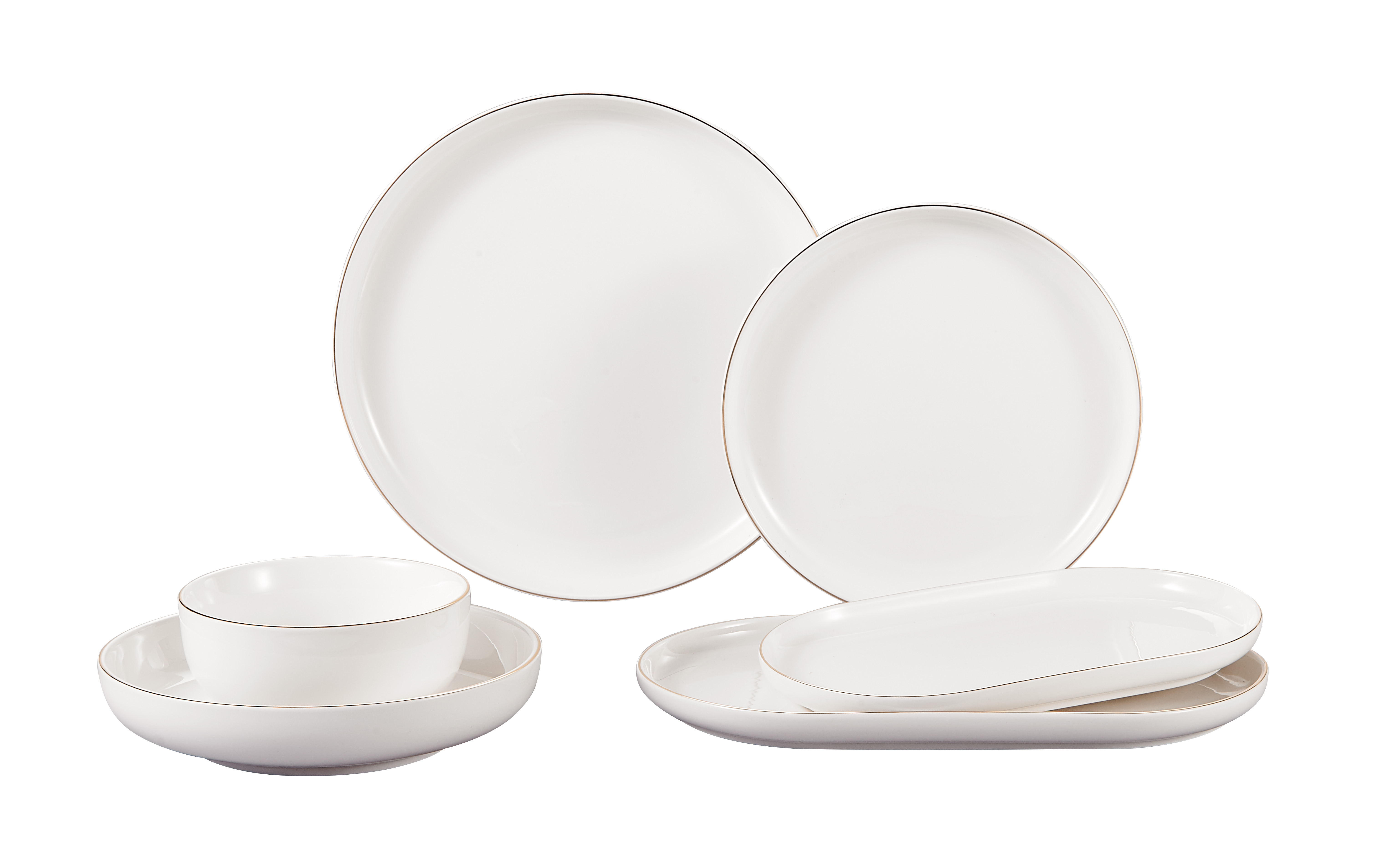 Mulex LIYA Premium Tafelservice Weiß-GOLD 26-teilig 6-Personen Set