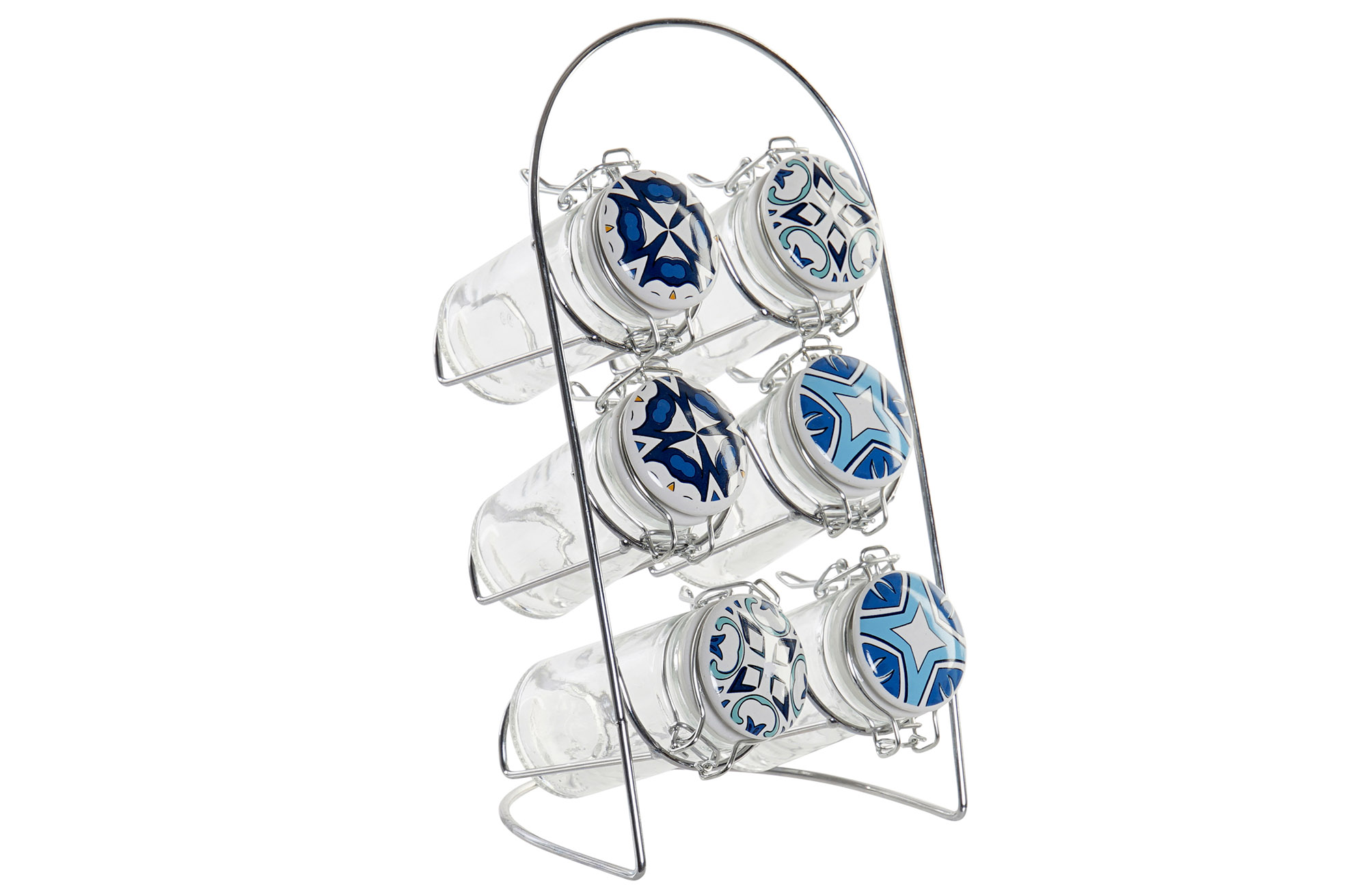 Gewürzbehälter Set mit Stand Glas Edelstahl 14x12x24 cm 90ml