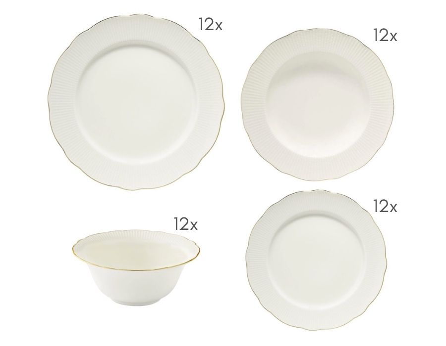 Kütahya Porselen ILAY GOLD 80-teilig 12-Personen Tafelservice