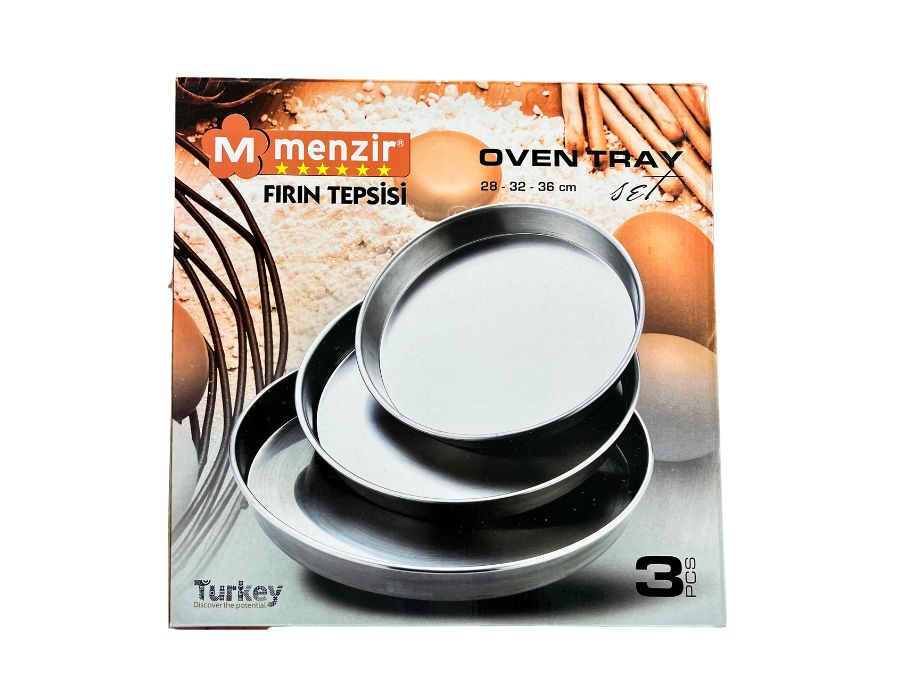 MENZIR Ofenblech Backblech 3er Set 28-32-36 cm Edelstahl