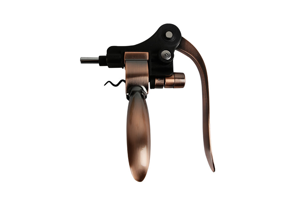 MARTE Profi-Hebelkorkenzieher Weinöffner Edelstahl Schwarz-Kupfer