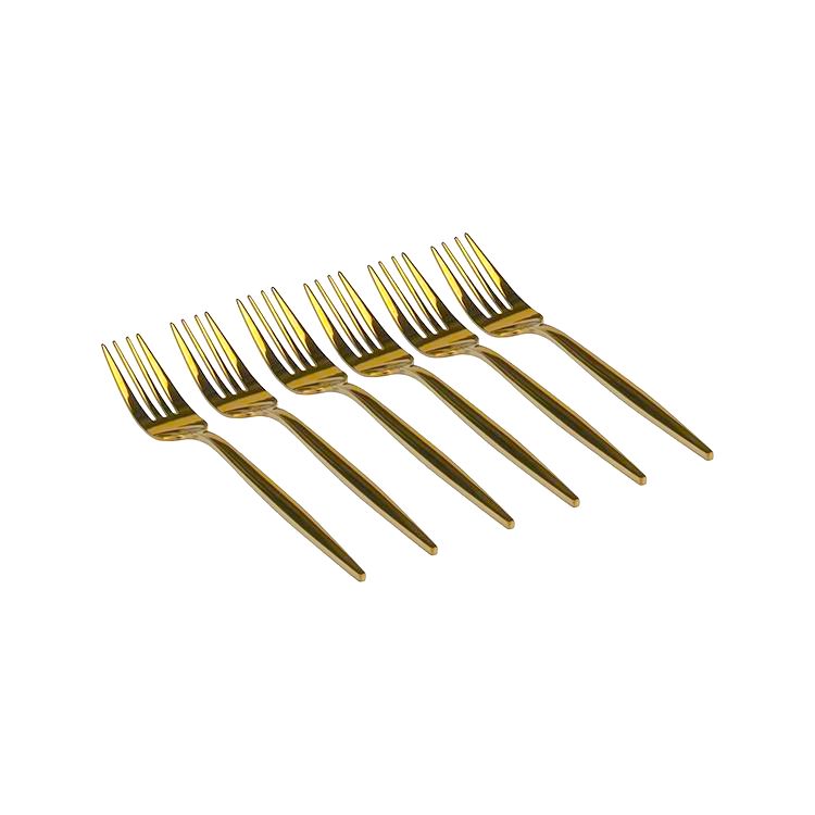 Premium Edelstahl SARA GOLD Kuchengabel 6 Stück