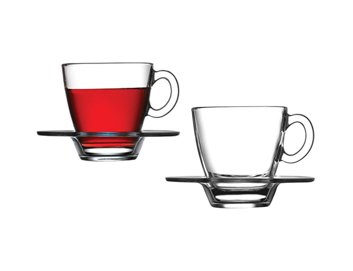 Pasabahce AQUA 95040 Teegläser Kaffeegläser mit Henkel 215 ml 6er Set