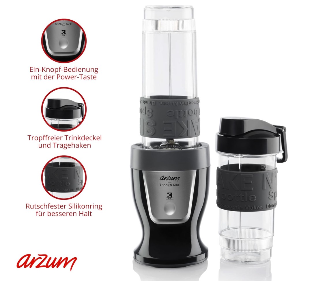 Arzum Shake'n Take Schwarz Smoothie Maker TO GO AR1032