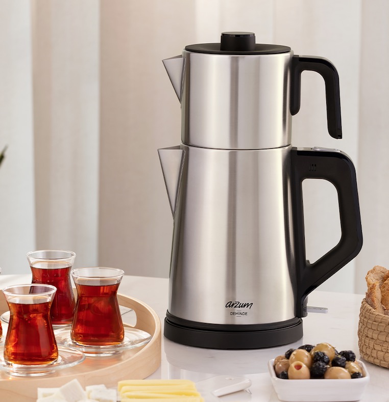 Arzum DEMINDE Silber Teekocher AR3129 inkl. Edelstahl-Filter