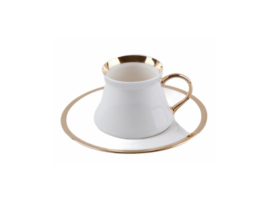 Porland OTTO Weiß-Gold Premium Mokkatassen Set 80 ml 12-teilig