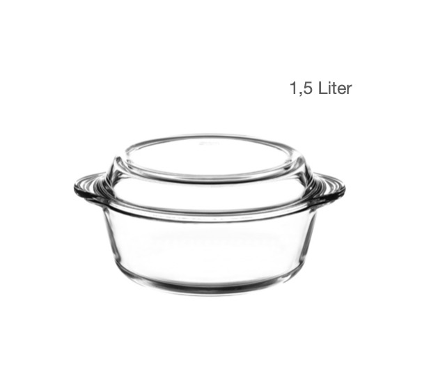 BORCAM 59023 Glas Auflaufform Topf mit Deckel 1,5 Liter 22 cm
