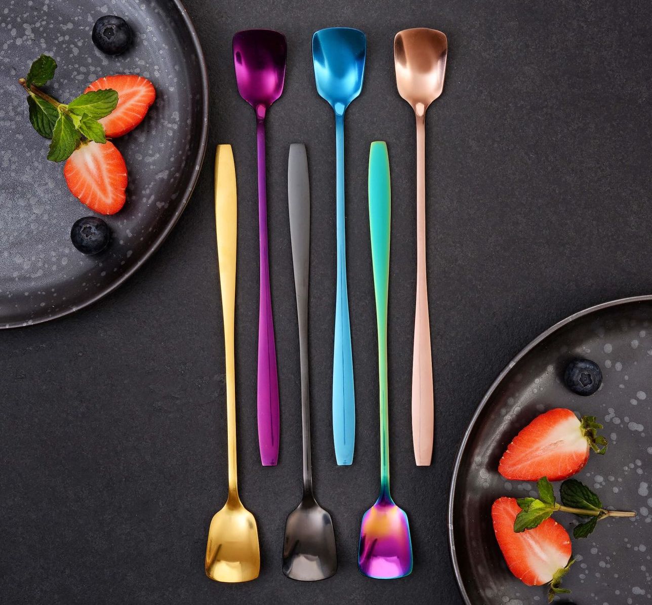 Gräwe Eislöffel Königstein BUNT 22 cm Edelstahl 6 Stück