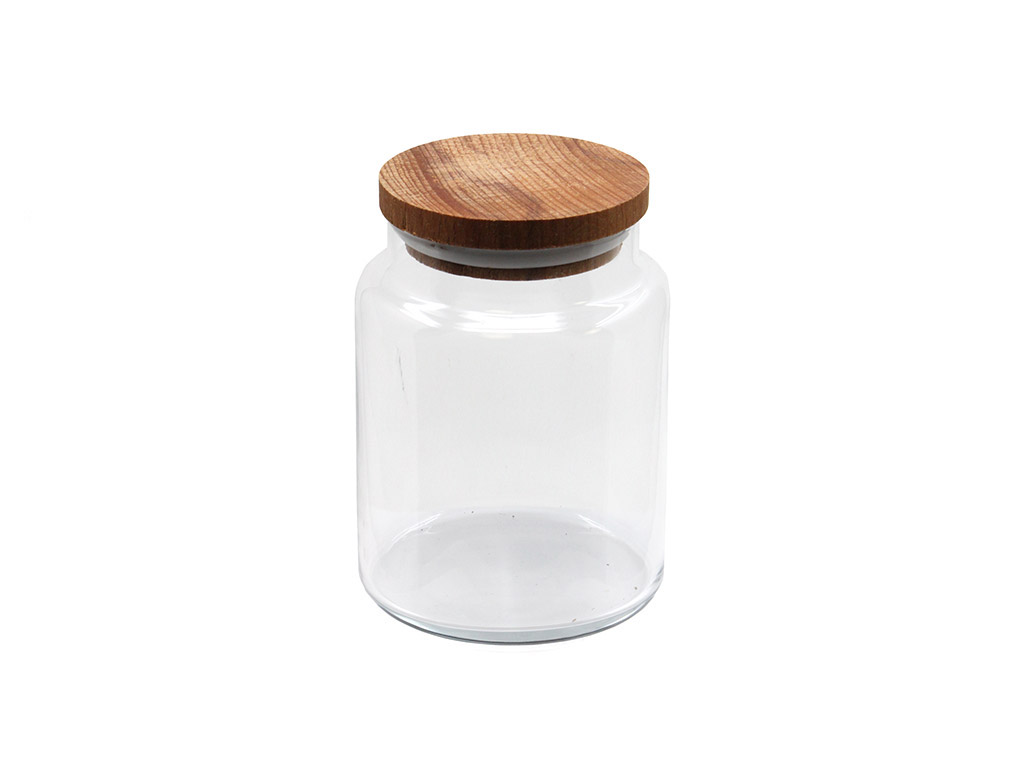 Lav SER 8x11cm Aufbewahrungsbehälter aus Glas mit Holzdeckel