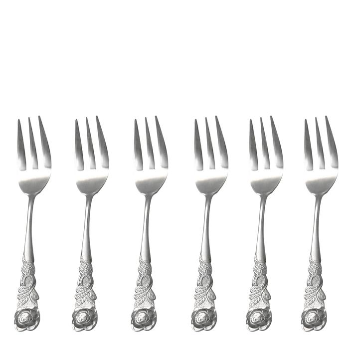 Kuchengabeln 6 Stück, Rosendekor
