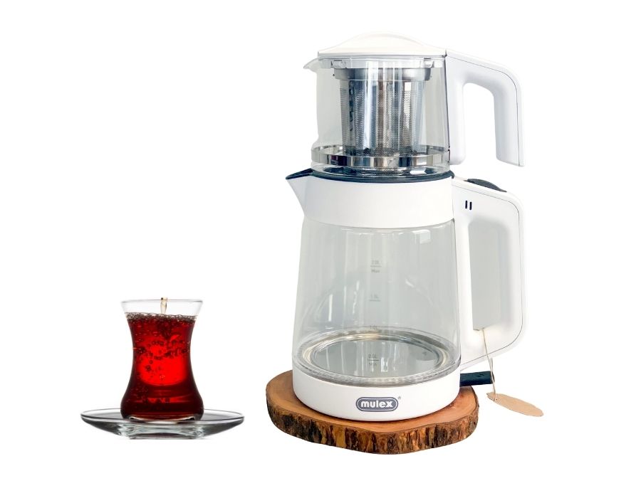 MULEX Teekocher und Wasserkocher Komplett Glas WEIß 1L - 2L