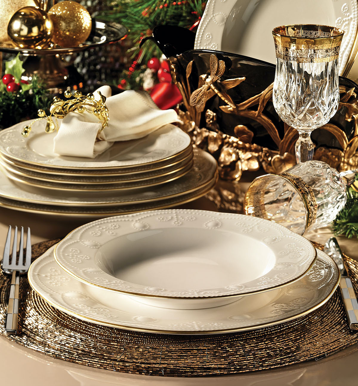 Kütahya Porselen FULYA GOLD Geschirrset 24-tlg. 6 Personen Set