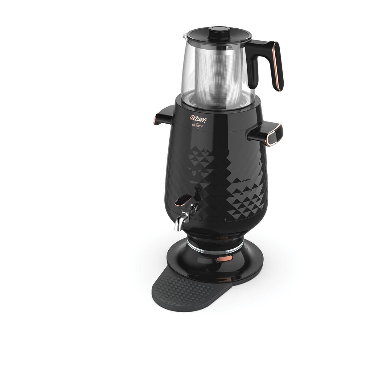 Arzum EHLIKEYF Samowar AR3083 Schwarz-Kupfer 1,2 Liter + 3,5 Liter