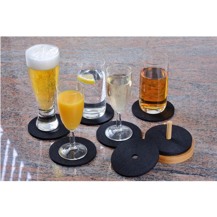 8 Glasuntersetzer mit Halter schwarz
