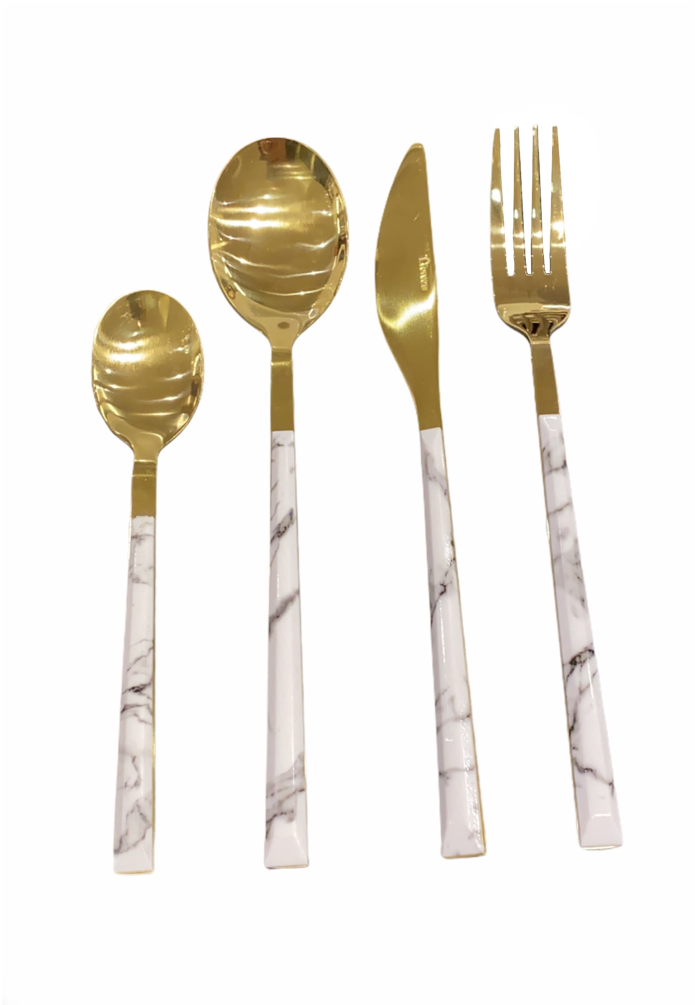 Besteckset Ferveo Marmoroptik WEIß-GOLD 6-Personen-Set 24-tlg.