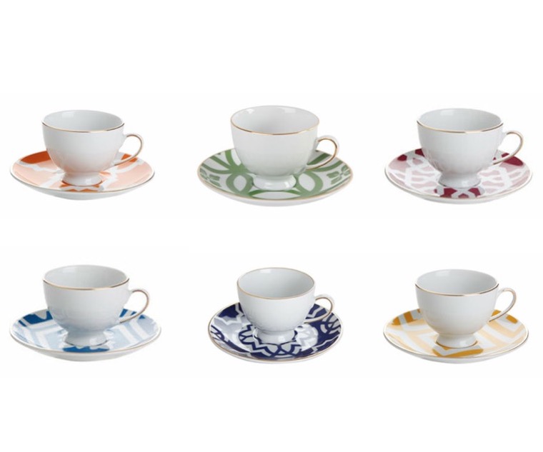 Porland MOROCCO Türkische Kaffeetassen Mix-Set 12-teilig 80ml