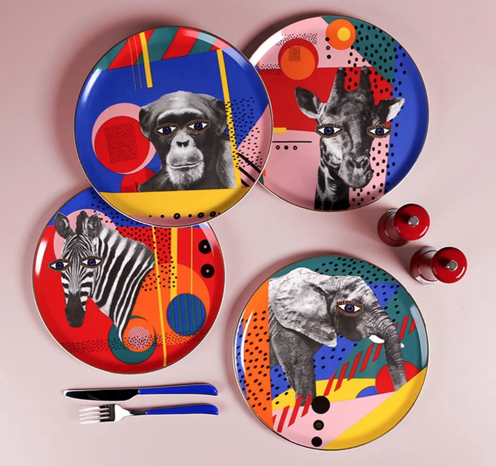 Porland WILD LIFE Servierteller 28 cm MIX-Set 4-teilig