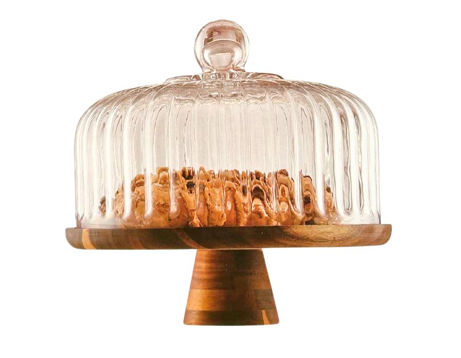 SEMA Kuchenplatte Tortenplatte auf Fuß 29cm mit Deckel