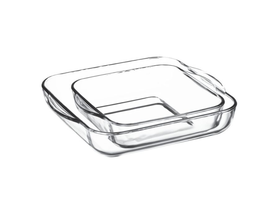 BORCAM 159028 2er Set Quadrat Glas Auflaufform