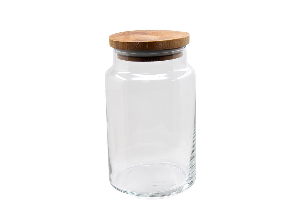 Lav SER 8x15cm Aufbewahrungsbehälter aus Glas mit Holzdeckel