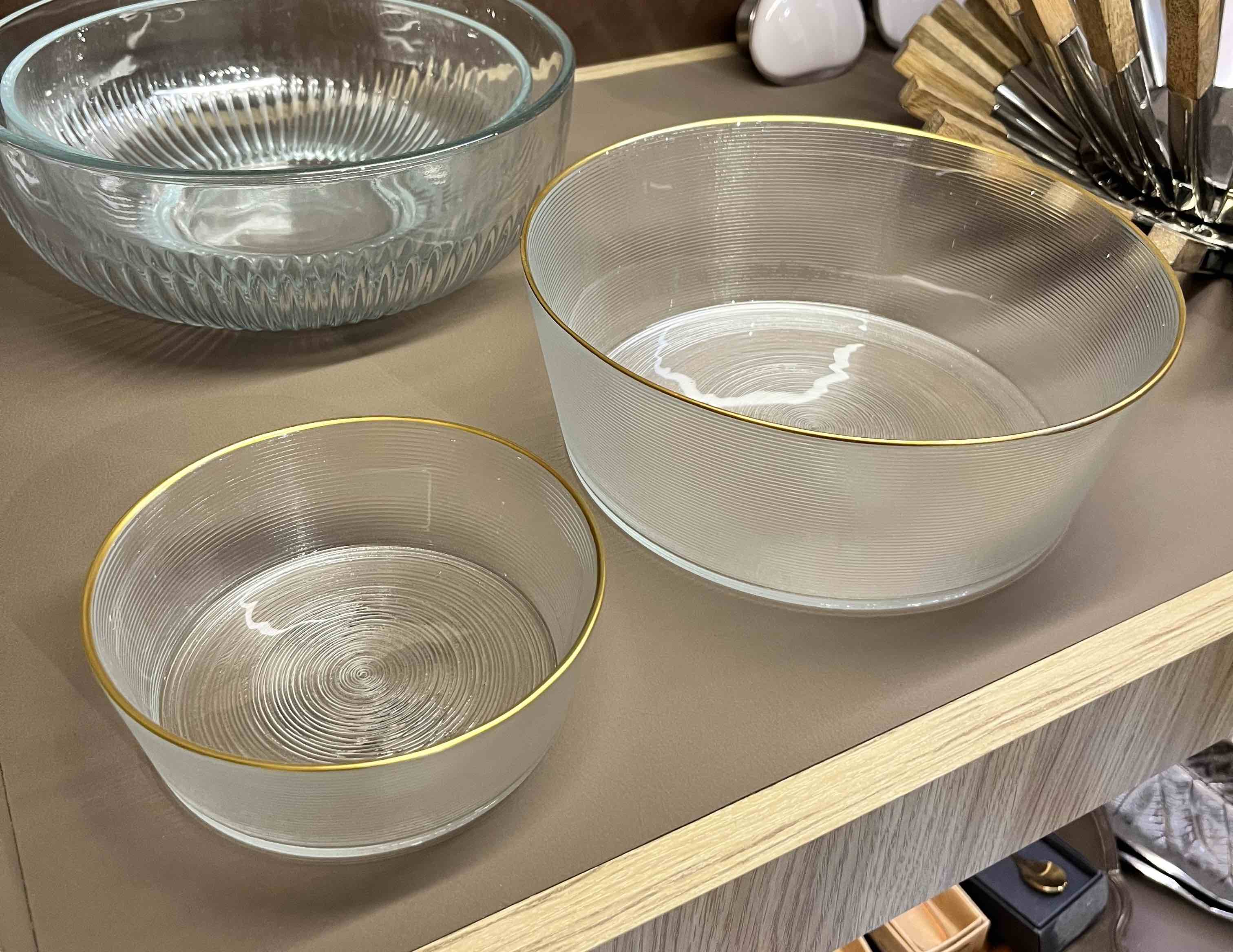 KEYIF Glas Snack Schalen Set 7-teilig mit Goldrand