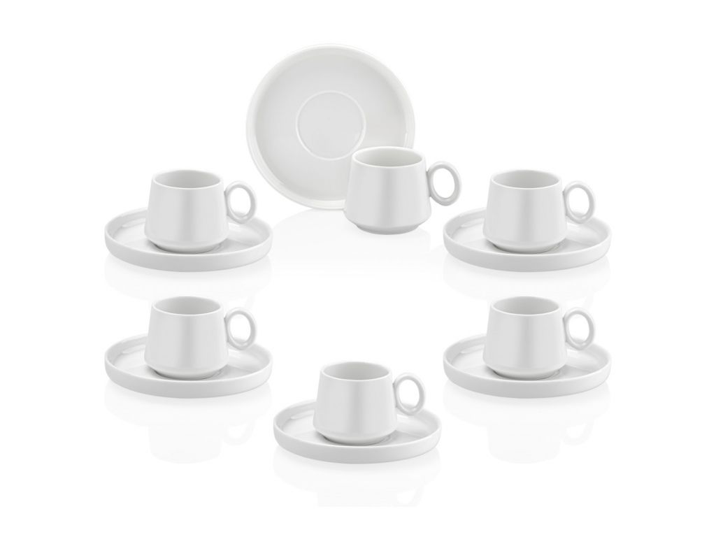 TAC TULIP Design Mokkatassen WEIß 3 Personen Set 6-teilig