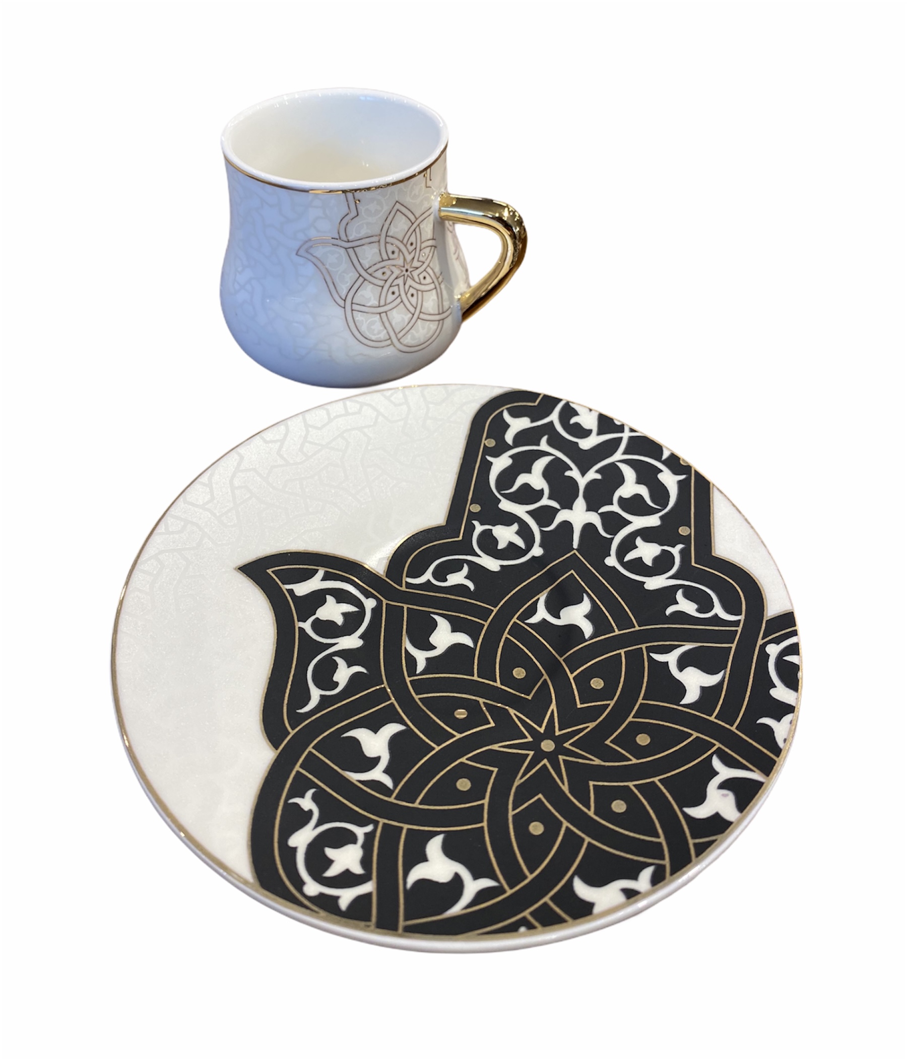 ANCIENT Design Mokkatassen Espressotassen Set Schwarz-Weiß 12-teilig