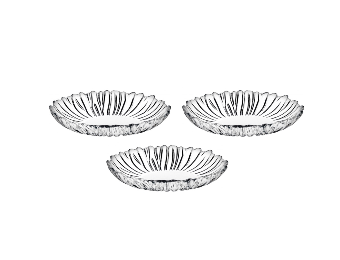 Pasabahce AURORA 10545 Kleine OVALE Servierteller 3er Set 15x10 cm