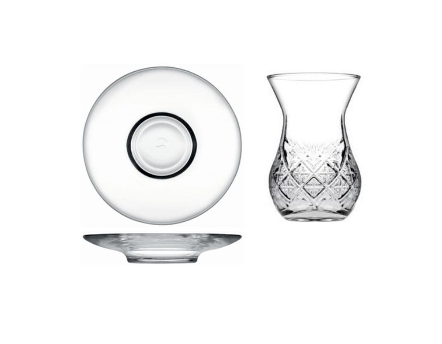 Pasabahce TIMELESS 42881 Teegläser KURVIG und Untersetzer 12-teilig