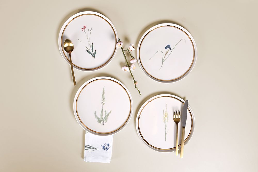 Porland BOTANICAL Kuchenteller 21cm MIX-Set 4-teilig