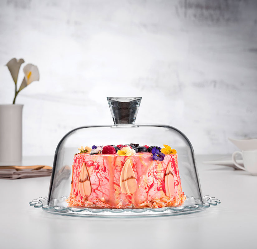 Pasabahce Patisserie 96874 Tortenplatte 26x16cm mit Deckel aus Glas