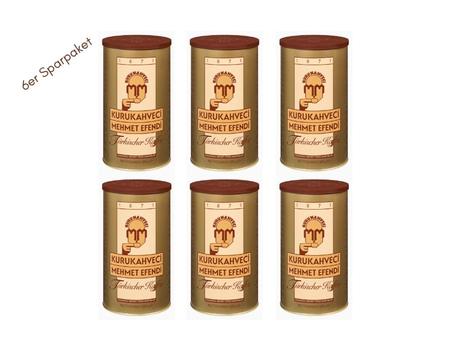 6er Pack 500 g Türkischer Kaffee Kurukahveci Mehmet Efendi