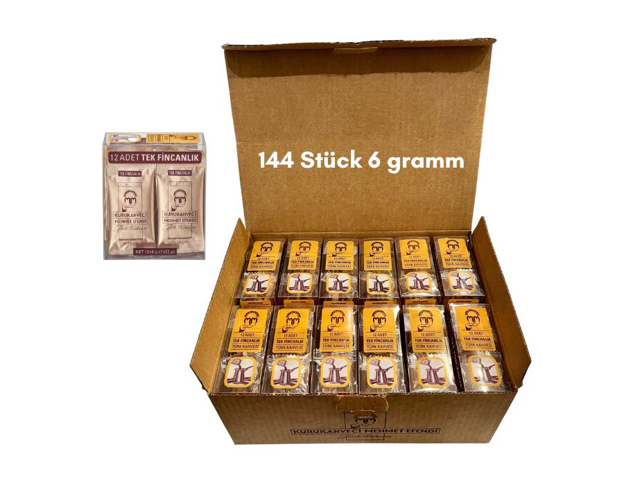 SPARPAKET Ein Karton 1-Portion-Packung (144 Stück 6g) Türkischer Kaffee Mehmet Efendi